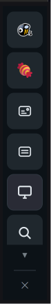 The MBXHub Charm Bar docked at the edge of the desktop: a column of charm icons, each opening its charm as a desktop window