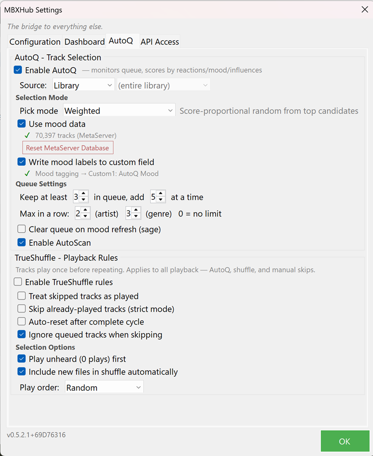 MBXHub Settings - Features