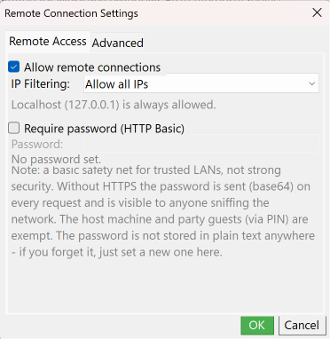 v0.5.4.1 Remote access settings