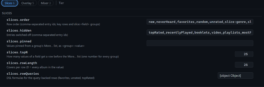 v0.5.5.1 Slices settings - row order, hidden rows, pinned values, values per group, covers per row